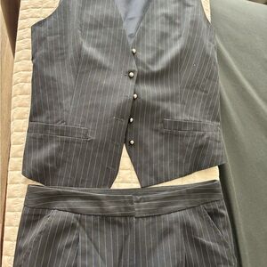 Women Pinstripe Suit Vest and Pants Set